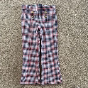 Casual Red and Black and Purple Plaid Flared Bottoms